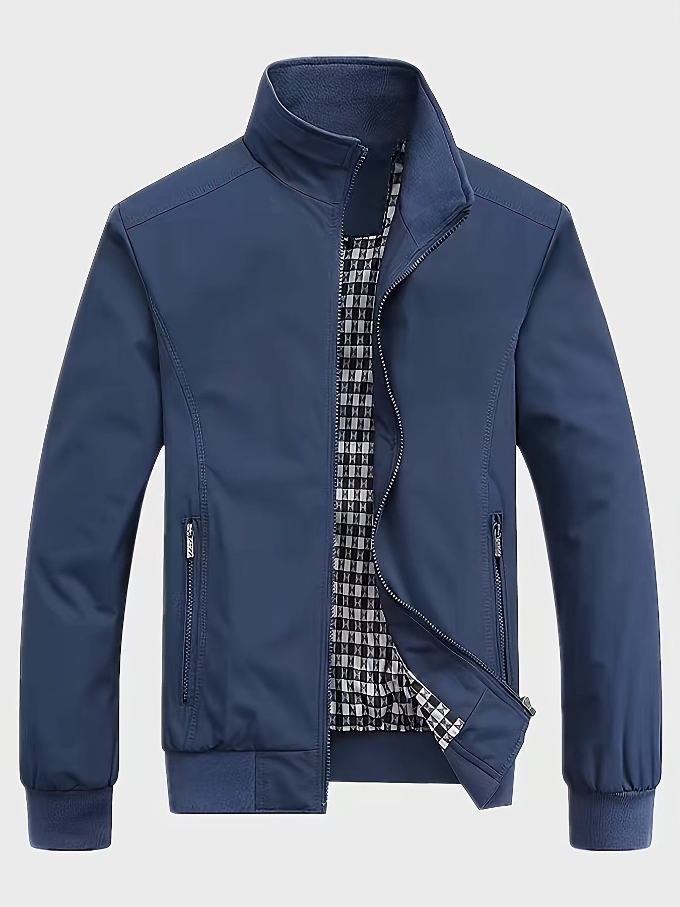 Veste à col montant pour homme, veste décontractée à fermeture éclair pour printemps et automne