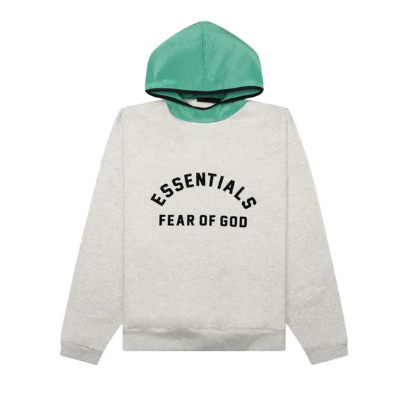 Fear Of God Essentials Nylon Fleece Hoodie Light Heather Grey/Mint Leaf