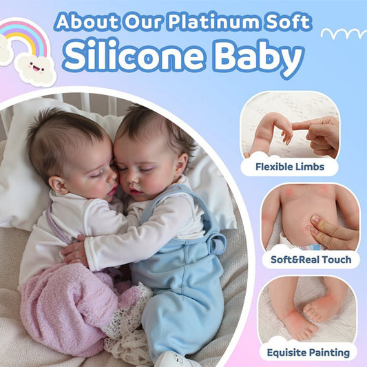 12 & 16 Inches Full Body Silicone Twins Boy and Girl, Affordable Flexible Silicone Newborn Baby Dolls By Dollreborns®