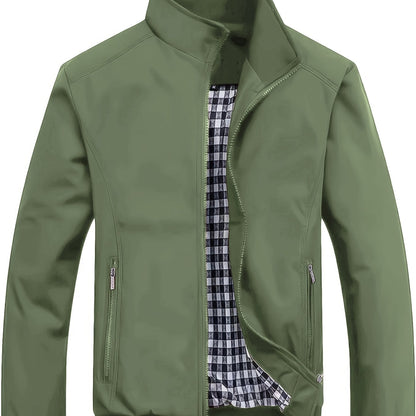 Veste à col montant pour homme, veste décontractée à fermeture éclair pour printemps et automne