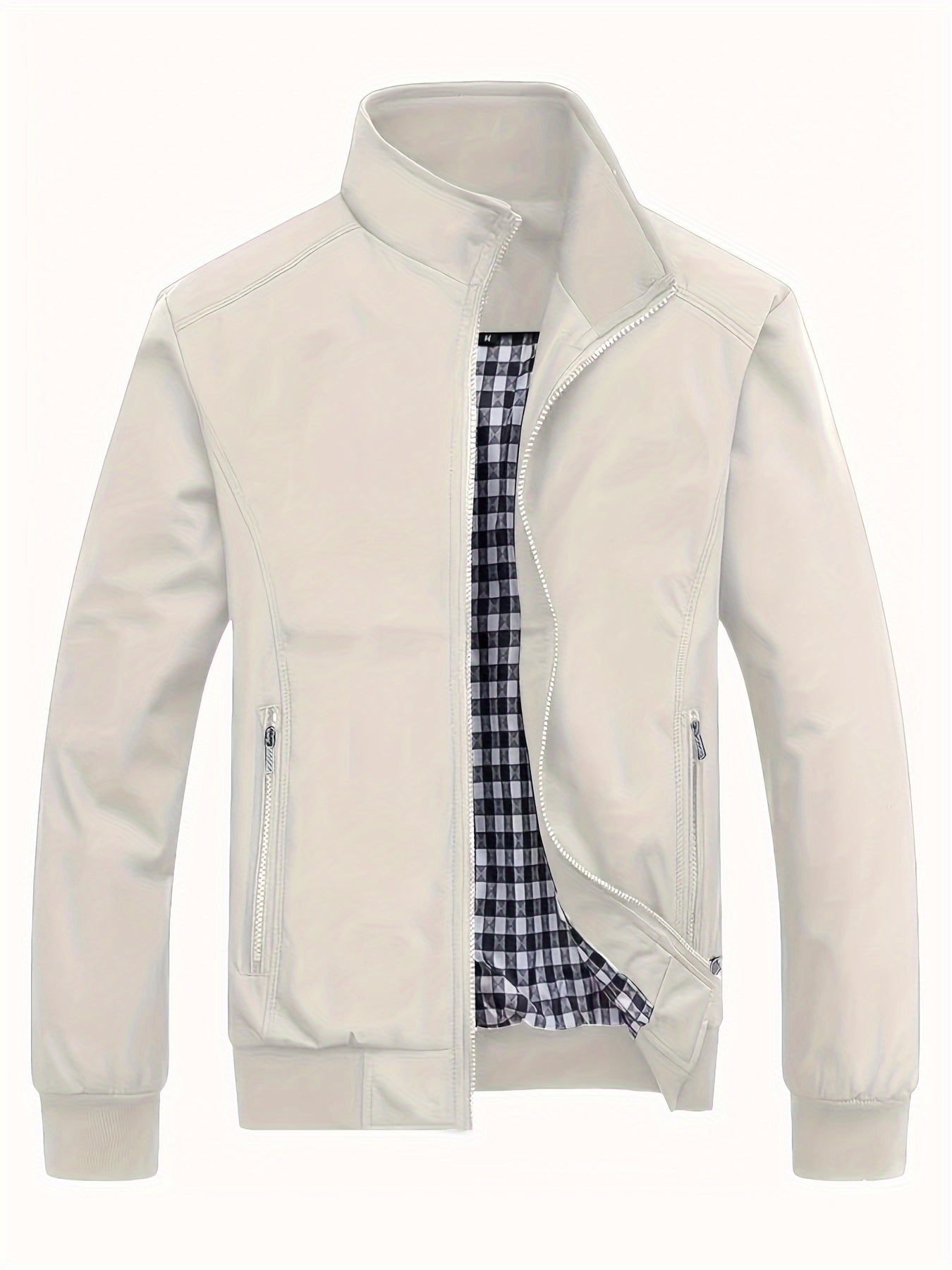 Veste à col montant pour homme, veste décontractée à fermeture éclair pour printemps et automne