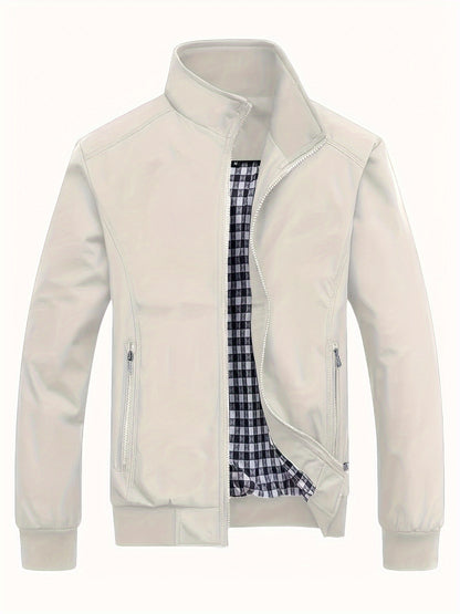 Veste à col montant pour homme, veste décontractée à fermeture éclair pour printemps et automne