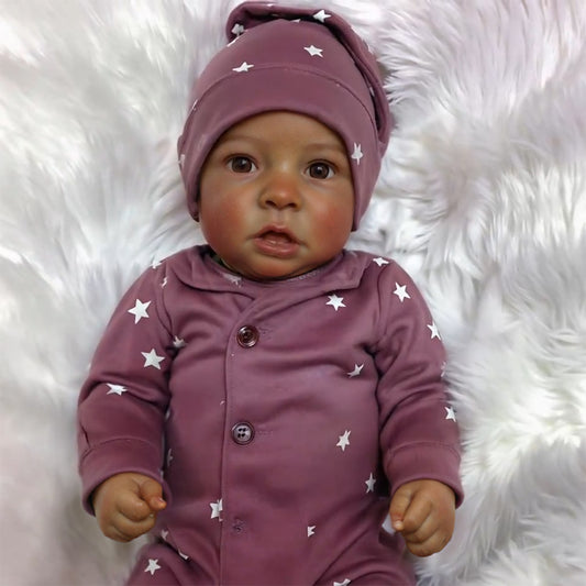 12"& 16" African American Reborn Full Silicone Baby Doll Girl Tabitha with Chubby Body and Artificial Brown Eyes