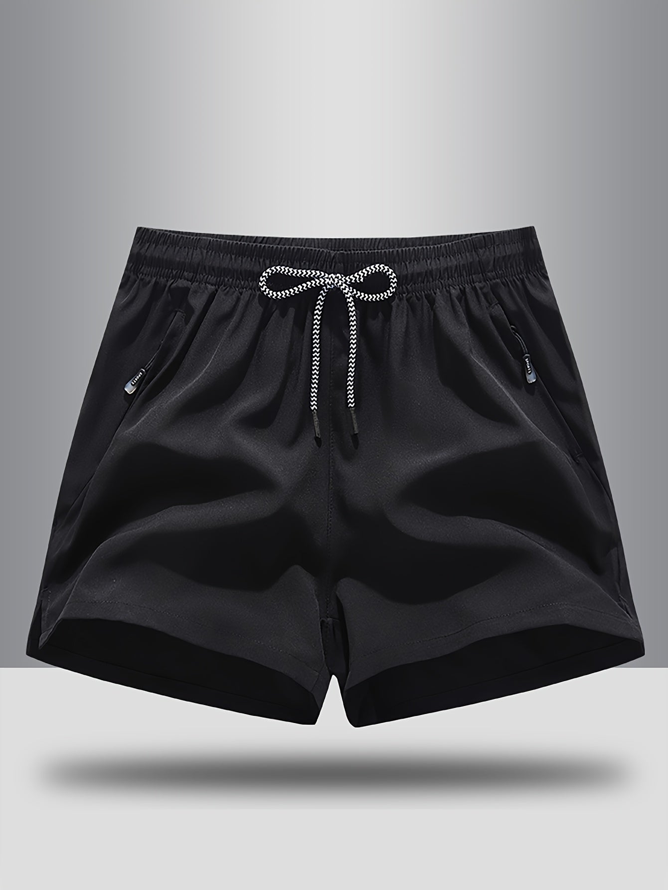 3pcs Men's Casual Athletic Shorts - Breathable, Comfortable, Zippered Pockets, Elastic Waistband, Solid Colors (Blue, Gray, Black) for Fitness, Running & Casual Attire, Running Shorts | Minimalist Shorts | Smooth Texture