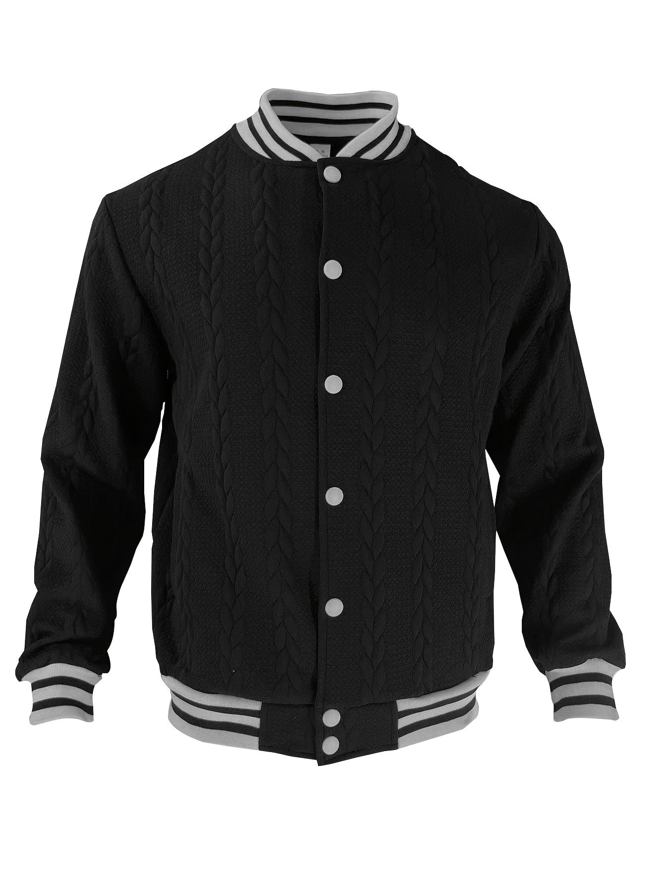 Veste de baseball jacquard à rayures pour homme, manteau à manches longues décontracté et élégant pour extérieur