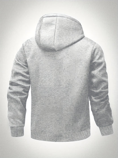 Veste à Capuche Doublée en Polaire pour Hommes Grande Taille - Zippée, Chaude et Confortable pour l'Automne\u002FHiver, GRANDE TAILLE