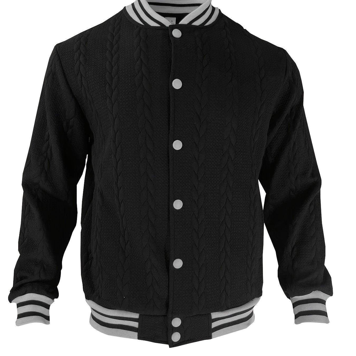 Veste de baseball jacquard à rayures pour homme, manteau à manches longues décontracté et élégant pour extérieur