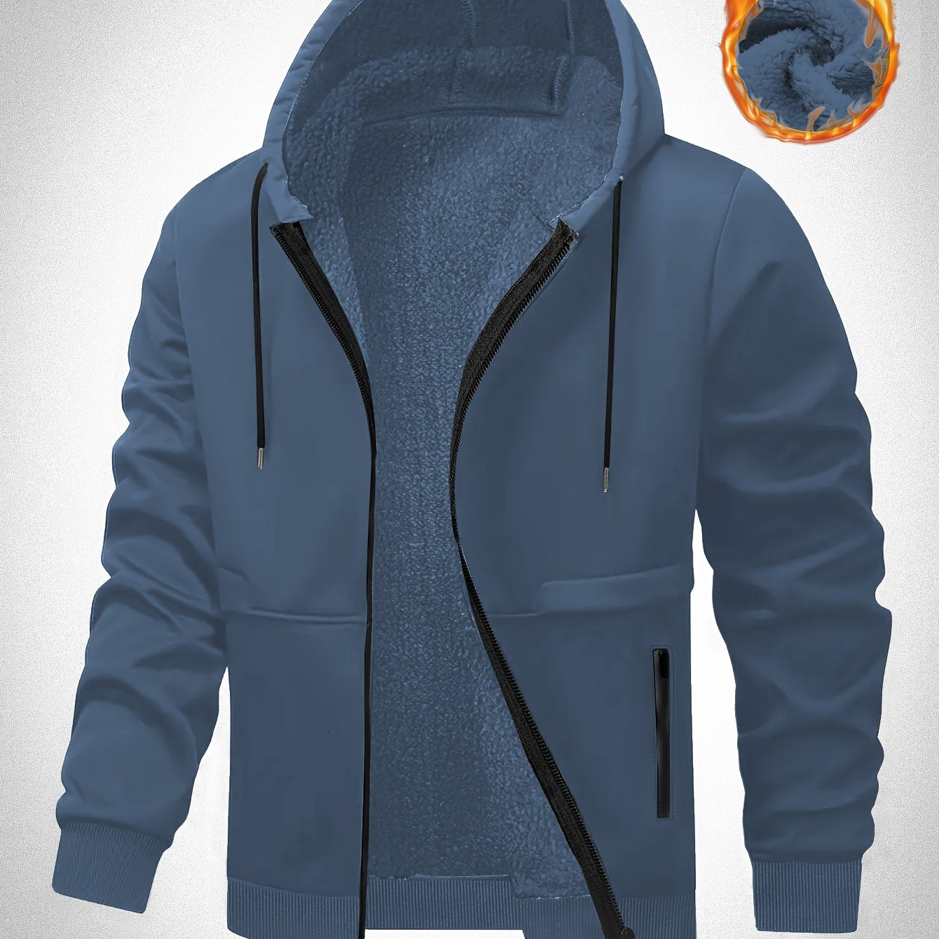 Veste à Capuche Doublée en Polaire pour Hommes Grande Taille - Zippée, Chaude et Confortable pour l'Automne\u002FHiver, GRANDE TAILLE