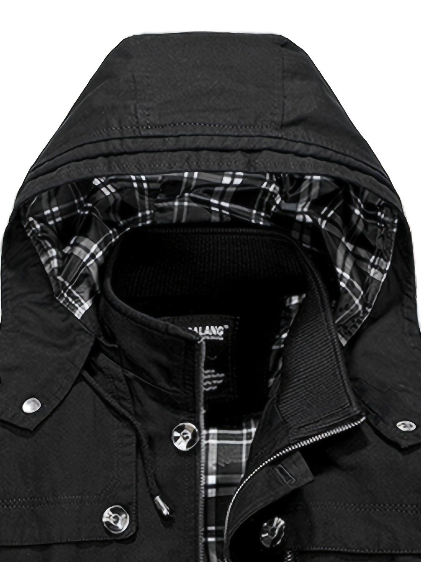 1 veste de trench en coton pour homme, mi-longueur, à capuche, avec poches, couleur unie, coupe régulière, tissu tissé, non extensible pour loisirs en plein air au printemps\u002Fautomne