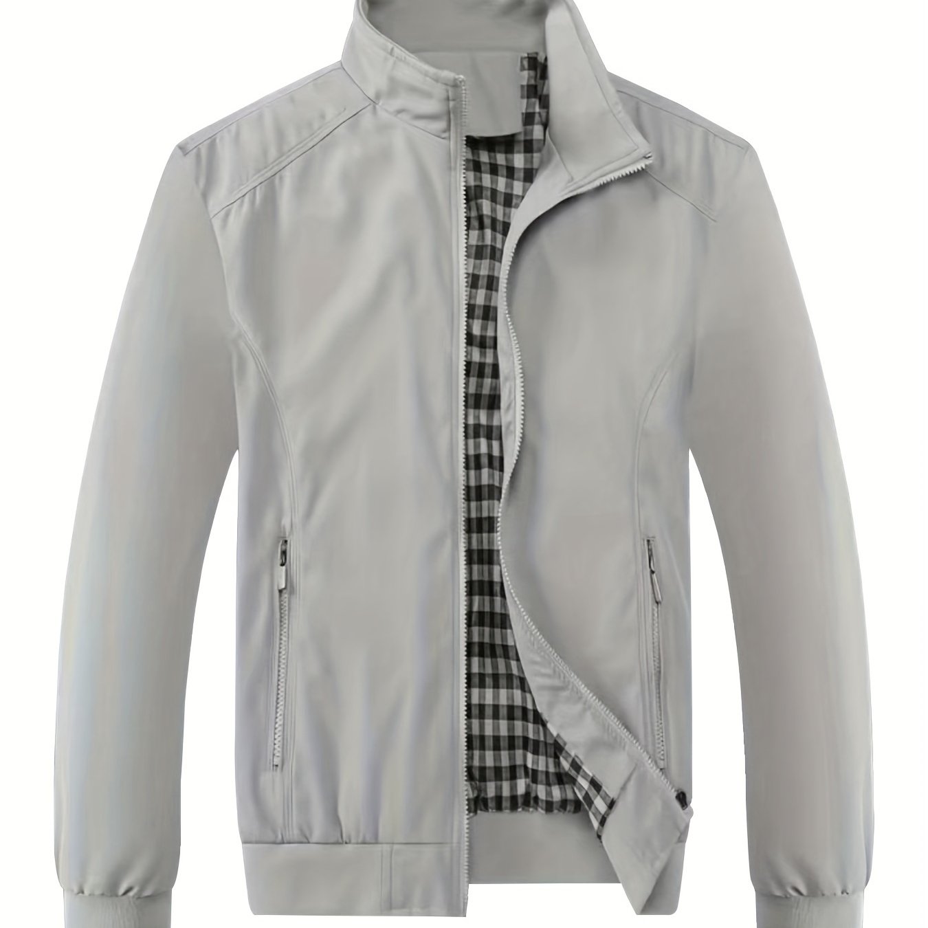 Veste à col montant pour homme, veste décontractée à fermeture éclair pour printemps et automne