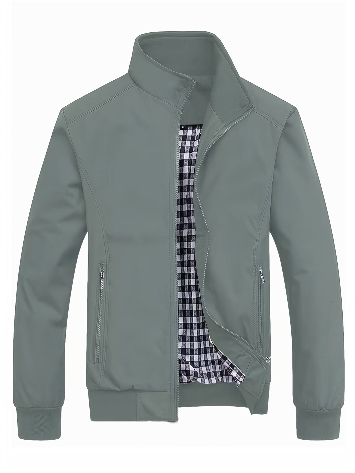 Veste à col montant pour homme, veste décontractée à fermeture éclair pour printemps et automne