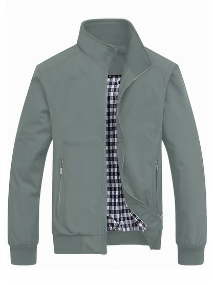 Veste à col montant pour homme, veste décontractée à fermeture éclair pour printemps et automne