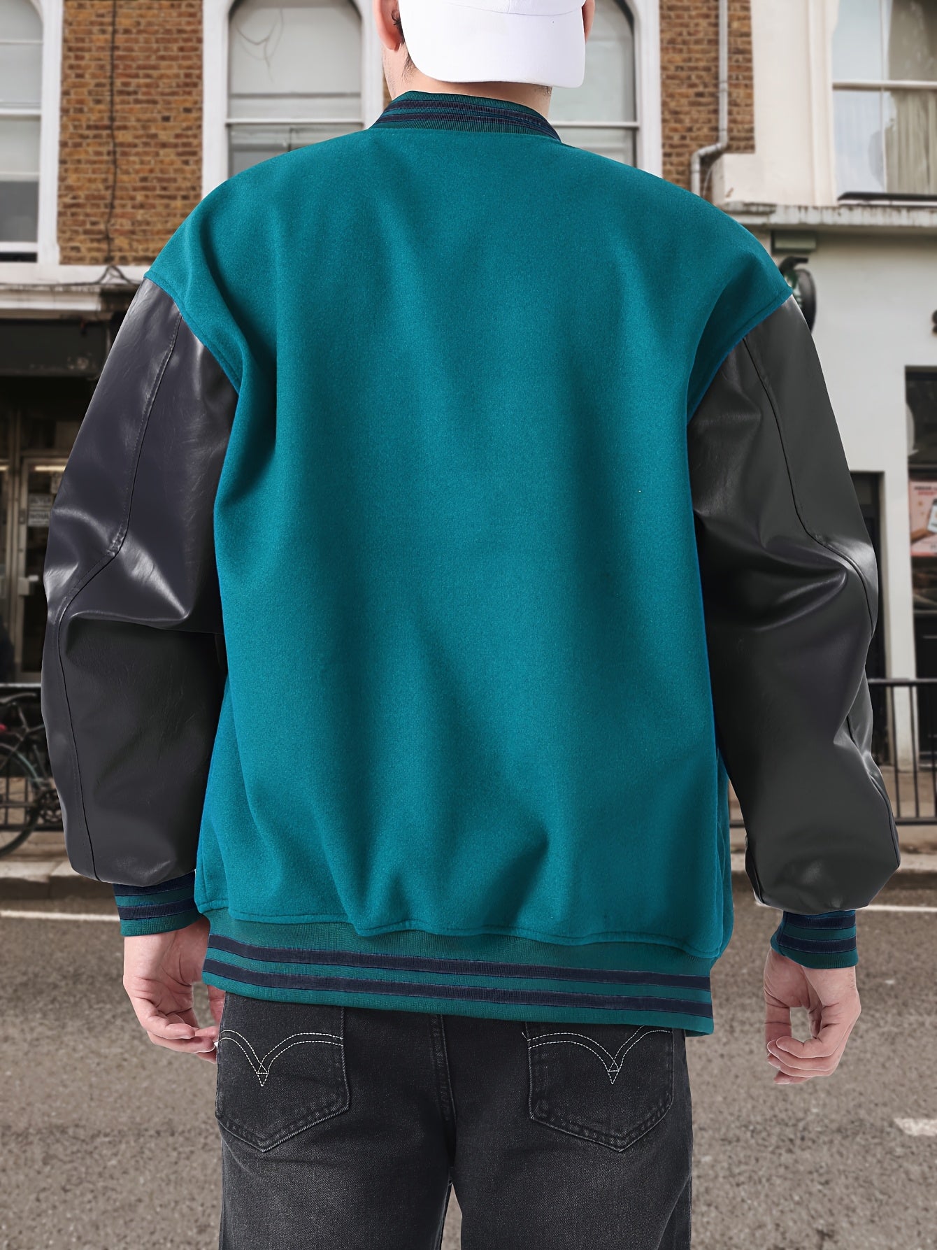 Varsity Baseball Jackets Men's Color Block Bomber Jacket Comfy Stylish Spring and Autumn Coats Casual Breathable Button Up Outerwear with Pockets for Sports