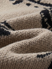 Pull Vintage Œil du Diable à Contraste de Couleurs - Pull Unisexe Col Rond en Tricot Mi-Extensible pour Hommes & Femmes, Vêtements Décontractés Printemps\u002FAutomne, Confortable, Grande Taille