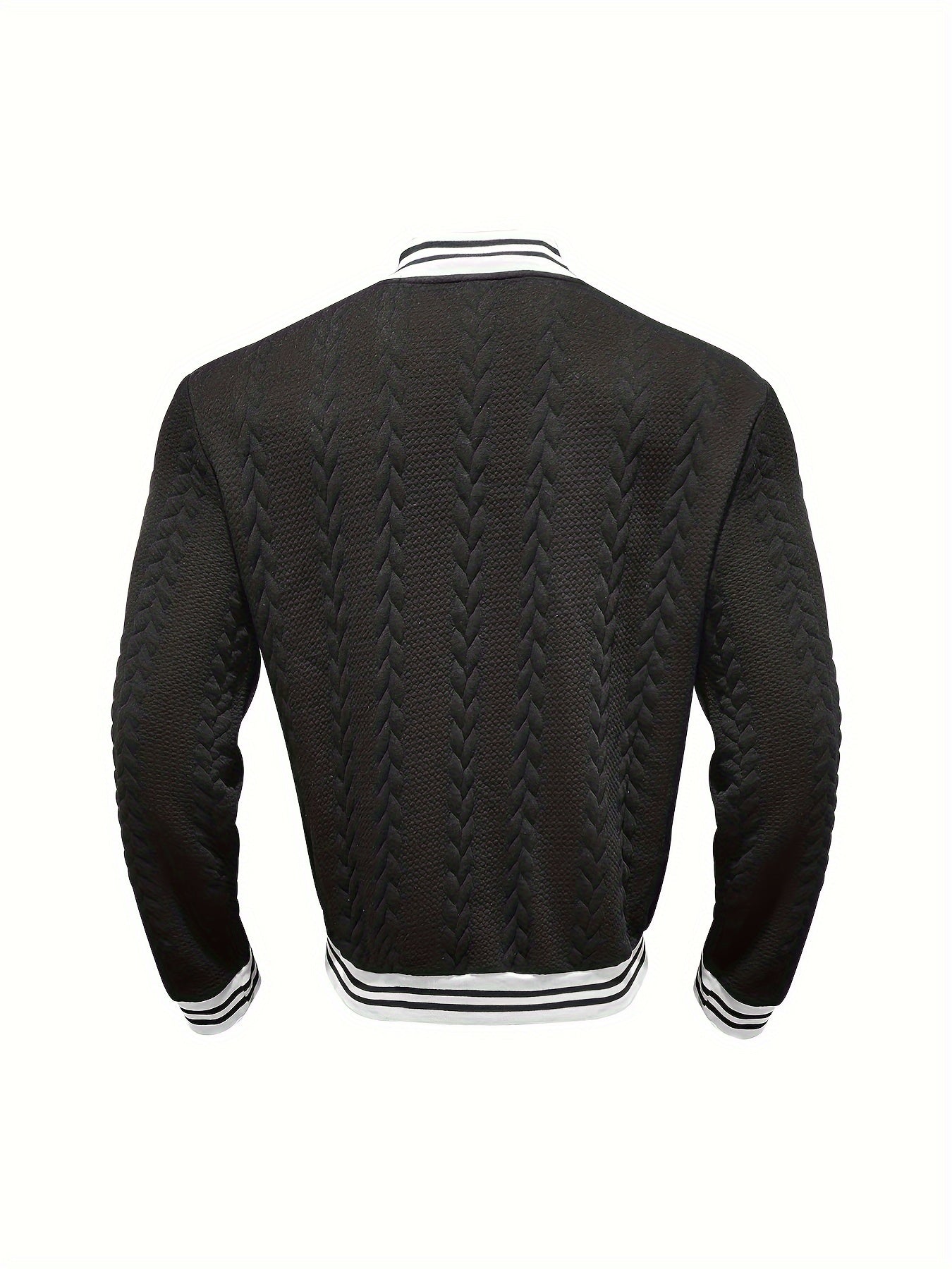 Veste de baseball jacquard à rayures pour homme, manteau à manches longues décontracté et élégant pour extérieur