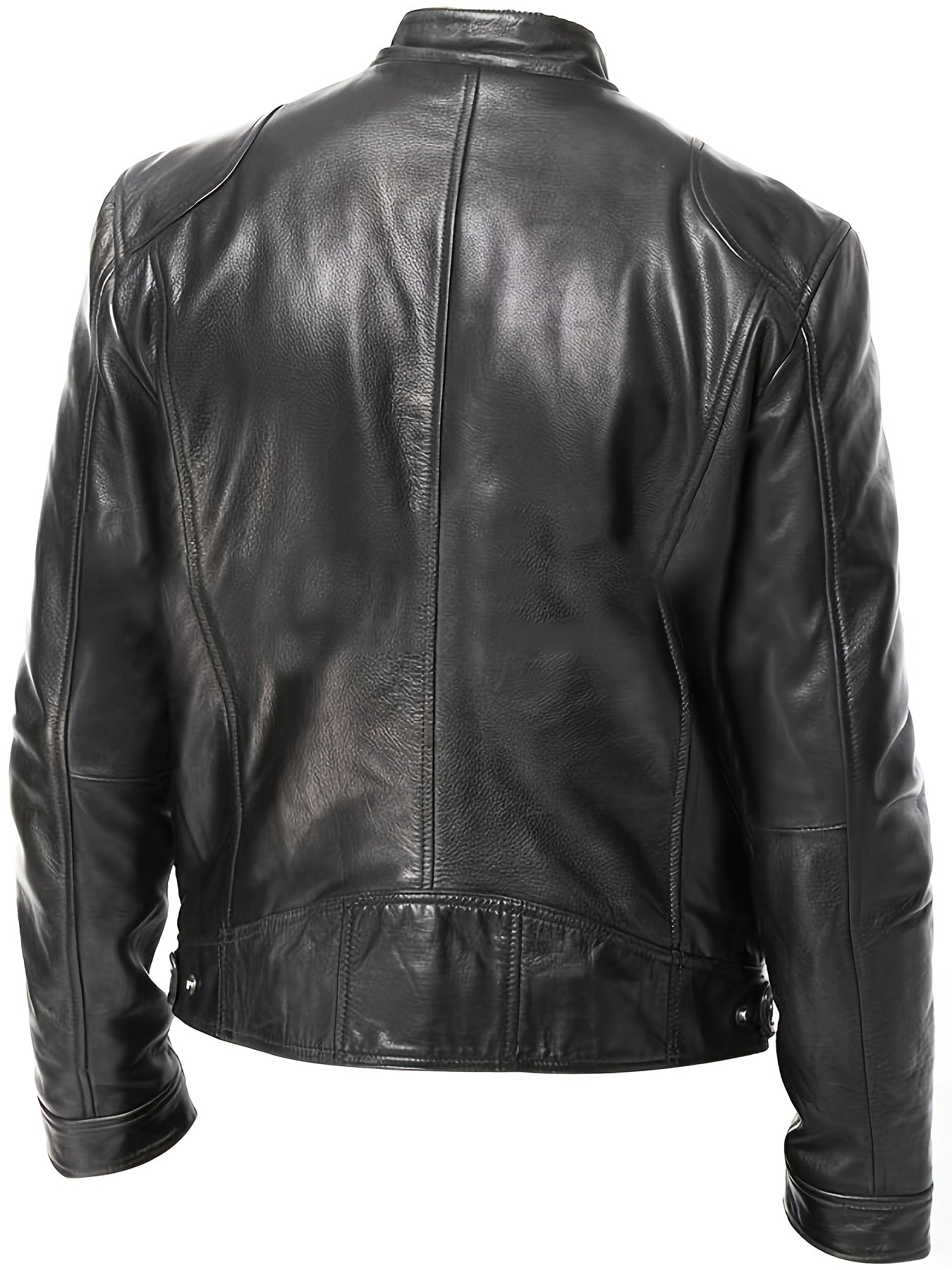 Veste bomber en cuir synthétique pour hommes - Décontractée, tendance, veste de moto avec fermeture éclair et poches, design à blocs de couleur marron et noir