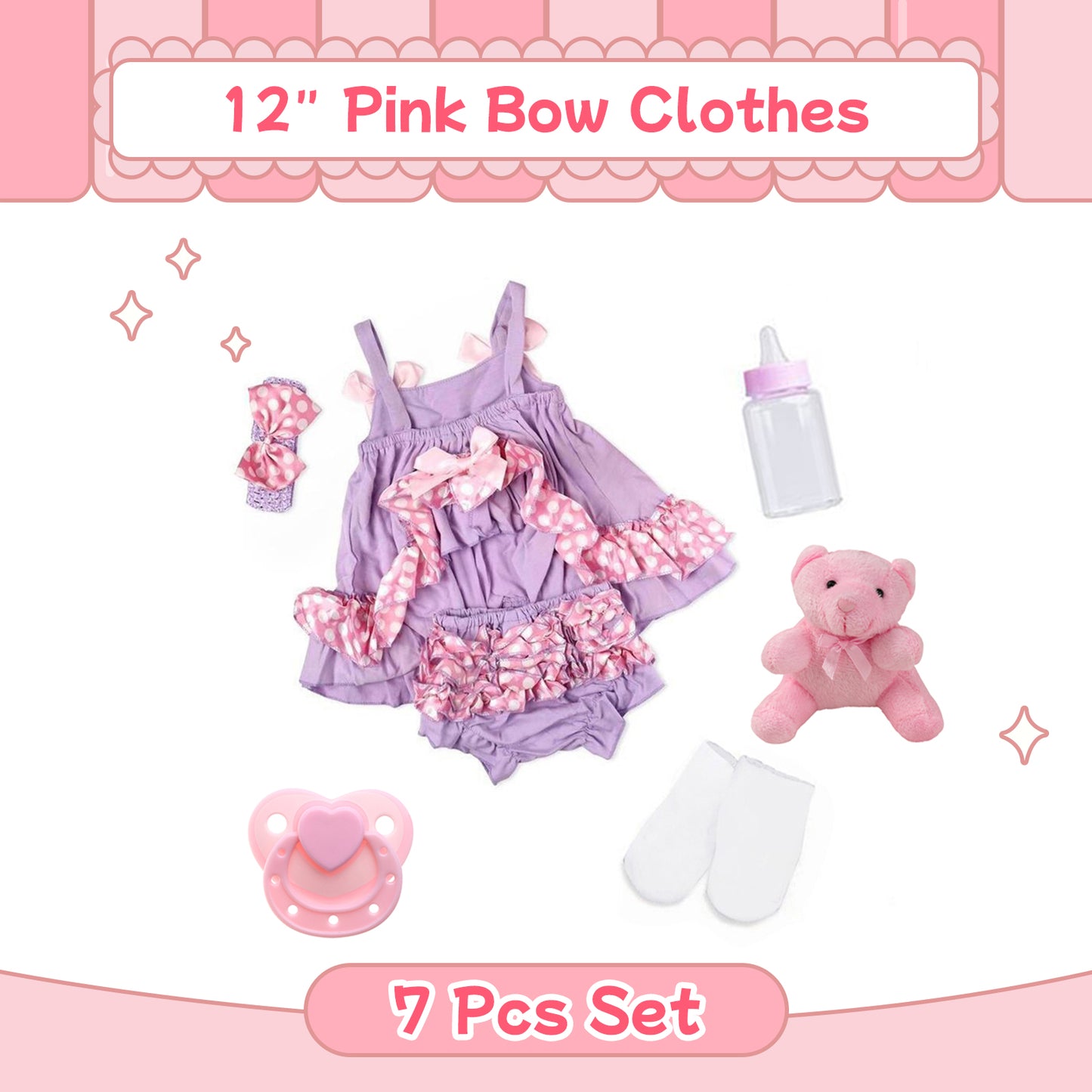 For 12 Inches Baby Time-Limited Offer! Dollreborns®Adoption Reborn Baby Essentials-7pcs Gift Set C