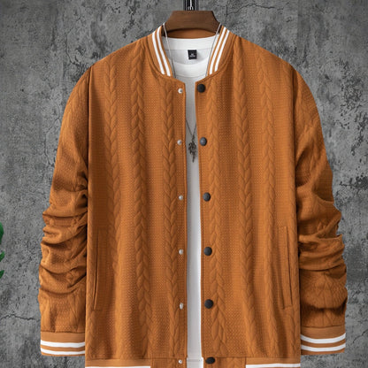 Veste de baseball jacquard à rayures pour homme, manteau à manches longues décontracté et élégant pour extérieur