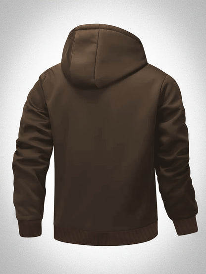 Veste à Capuche Doublée en Polaire pour Hommes Grande Taille - Zippée, Chaude et Confortable pour l'Automne\u002FHiver, GRANDE TAILLE