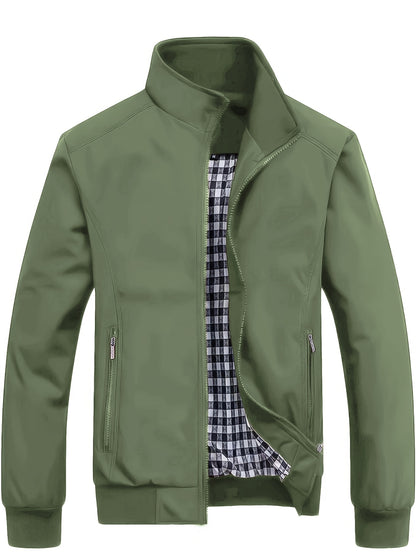 Veste à col montant pour homme, veste décontractée à fermeture éclair pour printemps et automne