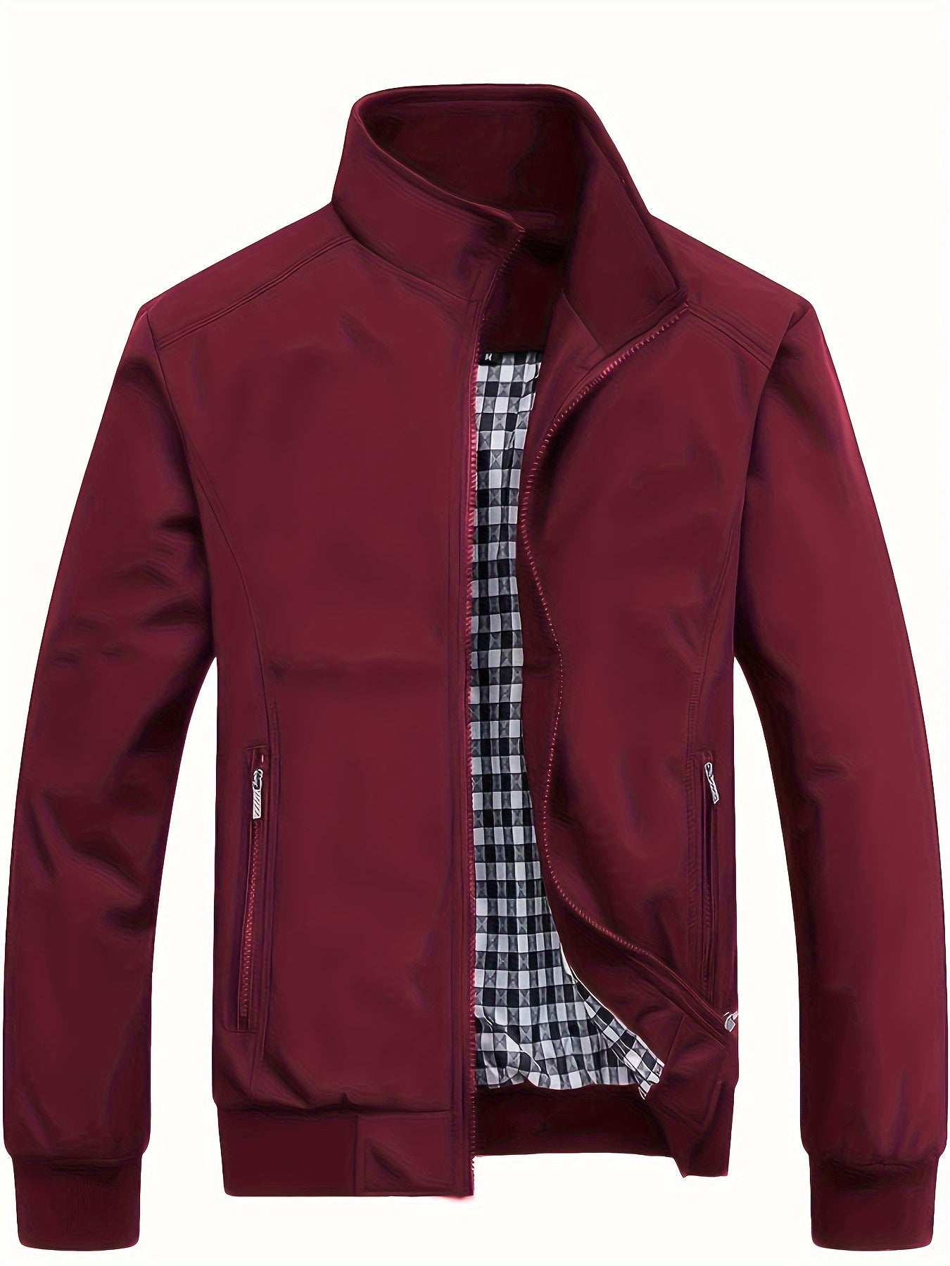 Veste à col montant pour homme, veste décontractée à fermeture éclair pour printemps et automne