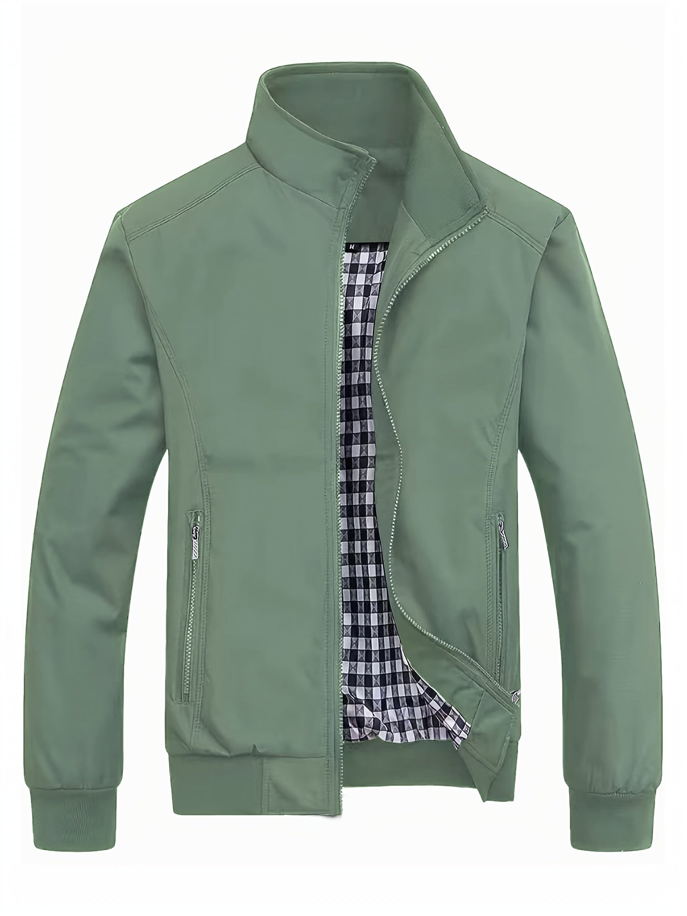 Veste à col montant pour homme, veste décontractée à fermeture éclair pour printemps et automne