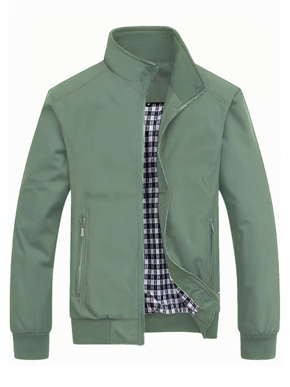 Veste à col montant pour homme, veste décontractée à fermeture éclair pour printemps et automne