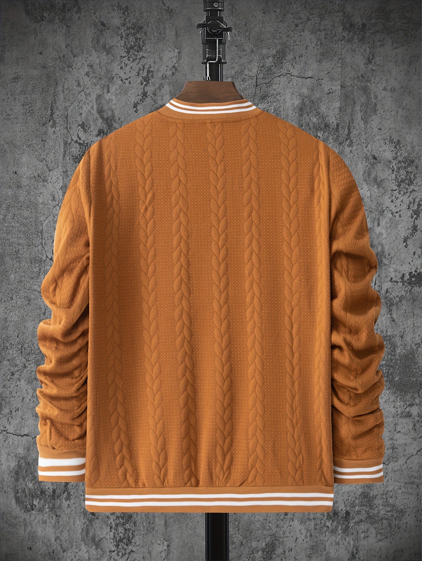 Veste de baseball jacquard à rayures pour homme, manteau à manches longues décontracté et élégant pour extérieur