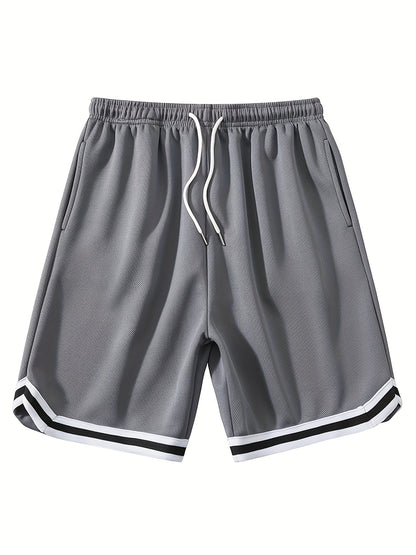 3pcs Men'S Summer Quick-Dry Athletic Shorts - Loose Fit Breathable Basketball Shorts with Ribbed Waistband, Solid Color (Black, Gray, Blue) for Gym, Running, Beach & Casual Wear, Gym Shorts, Sporty Style, Quickdry Fabric