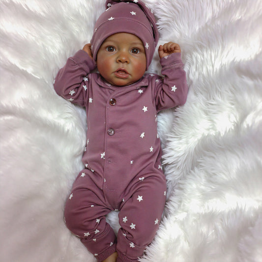 12"& 16" African American Reborn Full Silicone Baby Doll Girl Tabitha with Chubby Body and Artificial Brown Eyes