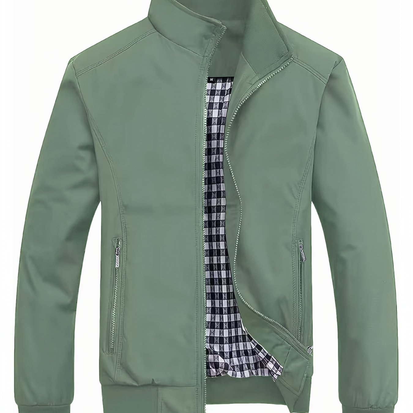 Veste à col montant pour homme, veste décontractée à fermeture éclair pour printemps et automne