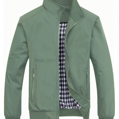 Veste à col montant pour homme, veste décontractée à fermeture éclair pour printemps et automne