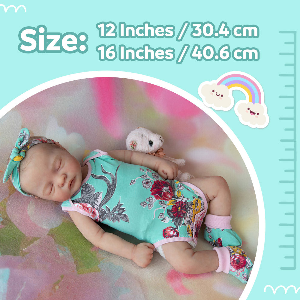 12"&16" Sleeping Baby Girl Mae Full Body Silicone That Looks Real, Not Vinyl Dolls,Extremely Flexible and Lifelike Doll By Dollreborns®