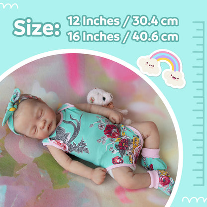 12"&16" Sleeping Baby Girl Mae Full Body Silicone That Looks Real, Not Vinyl Dolls,Extremely Flexible and Lifelike Doll By Dollreborns®