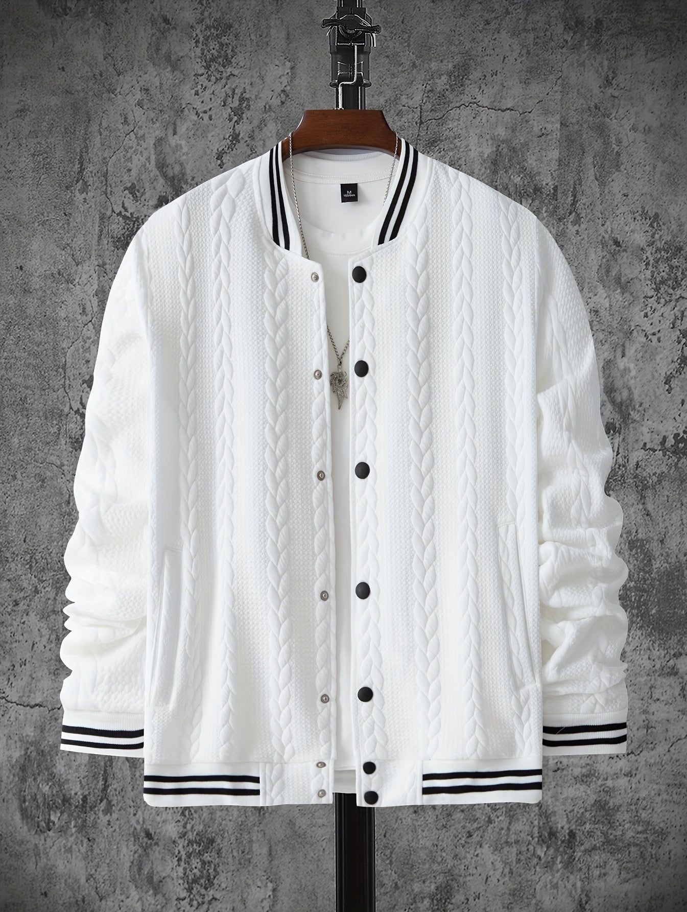 Veste de baseball jacquard à rayures pour homme, manteau à manches longues décontracté et élégant pour extérieur