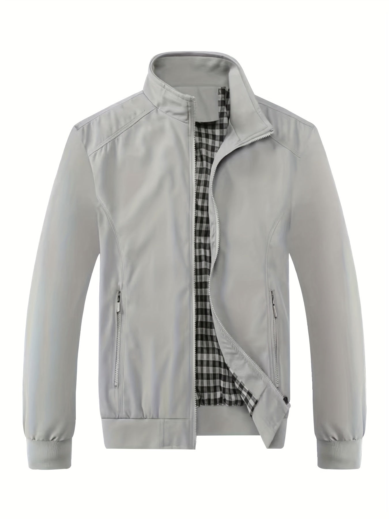 Veste à col montant pour homme, veste décontractée à fermeture éclair pour printemps et automne