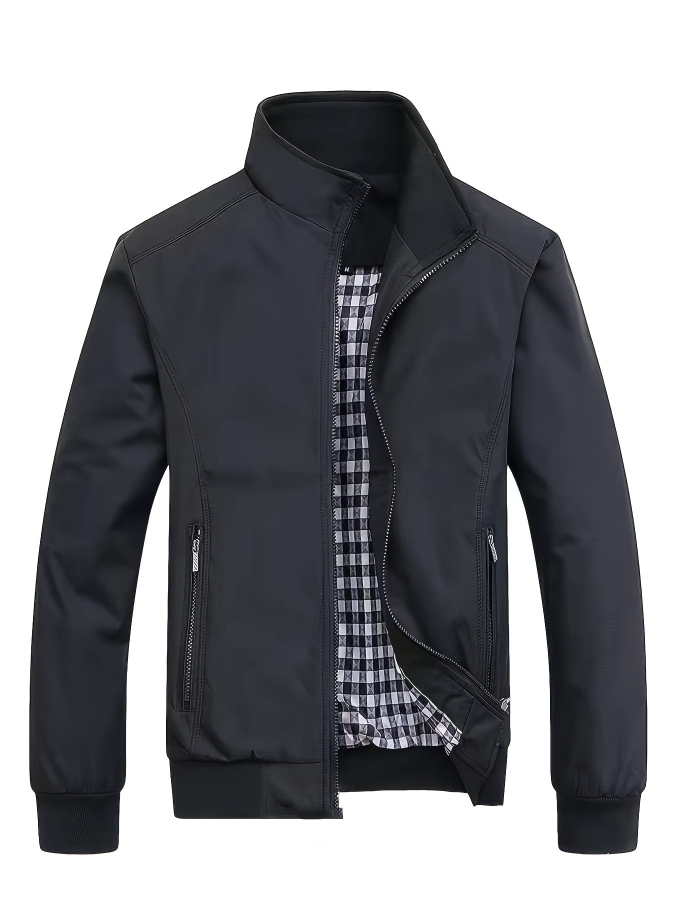 Veste à col montant pour homme, veste décontractée à fermeture éclair pour printemps et automne