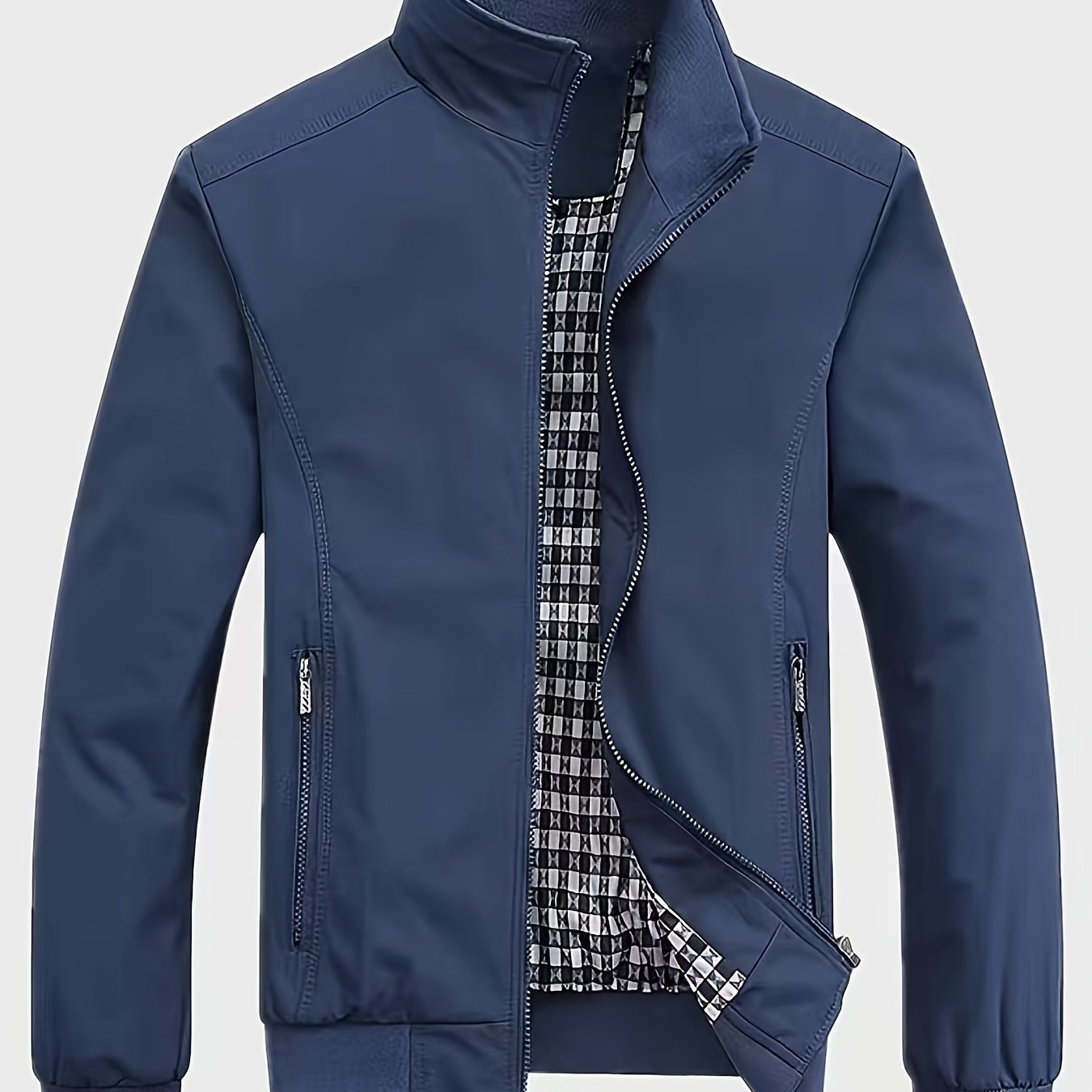 Veste à col montant pour homme, veste décontractée à fermeture éclair pour printemps et automne