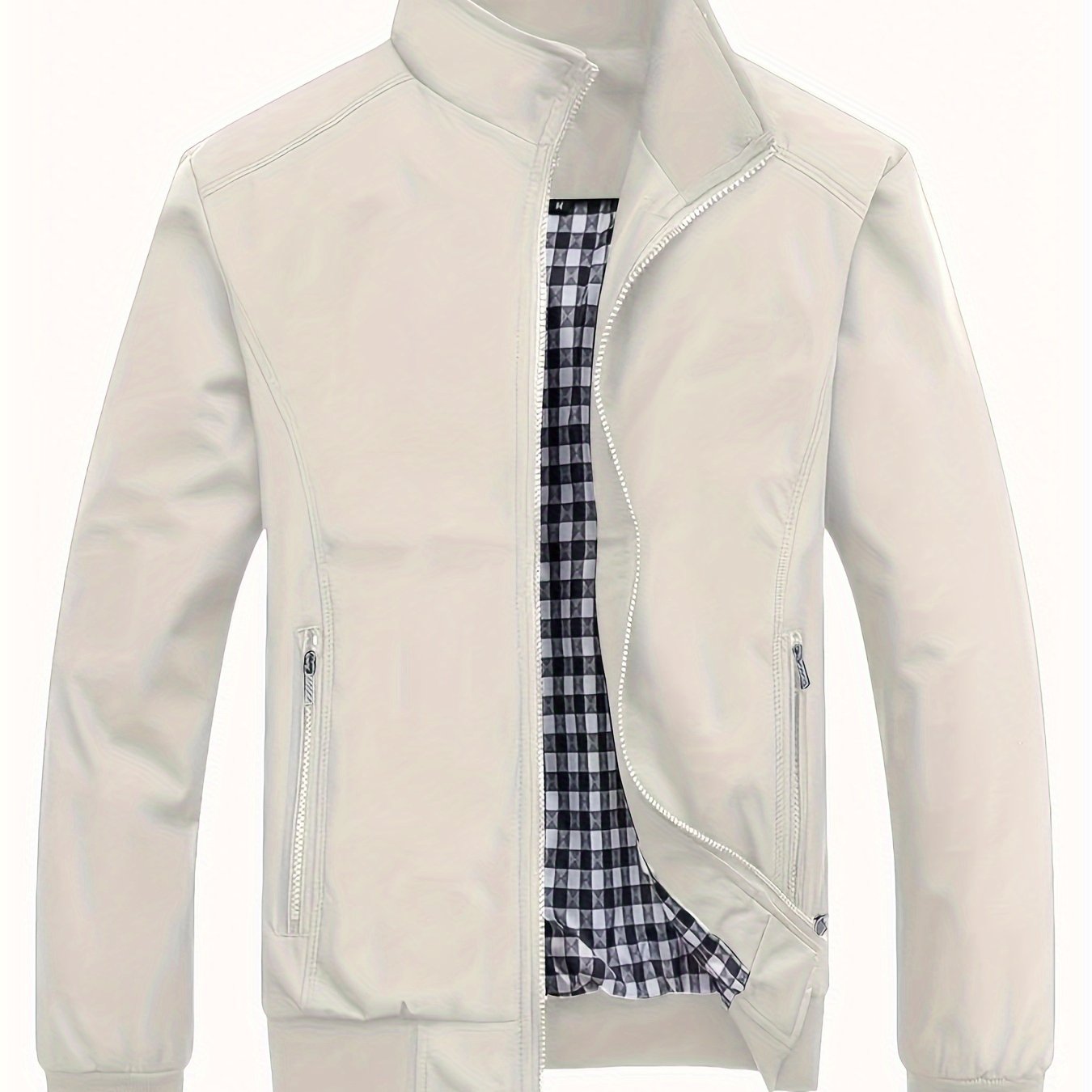 Veste à col montant pour homme, veste décontractée à fermeture éclair pour printemps et automne