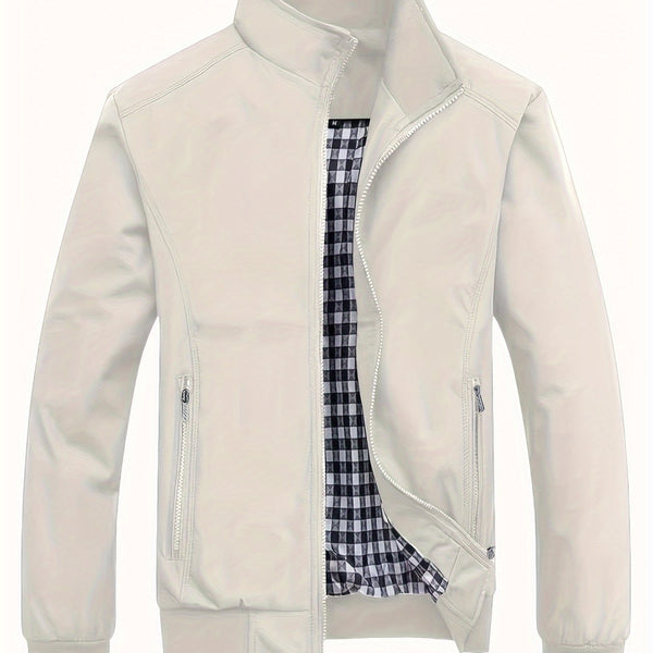 Veste à col montant pour homme, veste décontractée à fermeture éclair pour printemps et automne