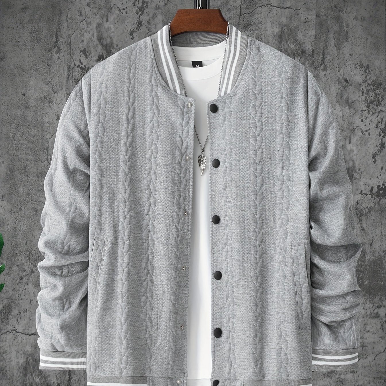Veste de baseball jacquard à rayures pour homme, manteau à manches longues décontracté et élégant pour extérieur