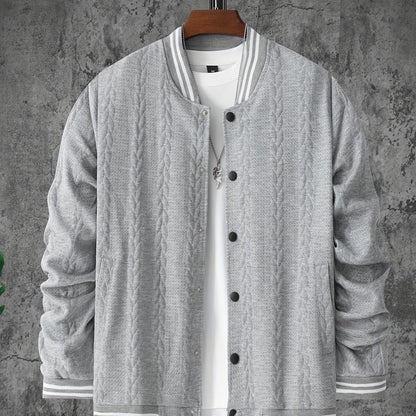 Veste de baseball jacquard à rayures pour homme, manteau à manches longues décontracté et élégant pour extérieur
