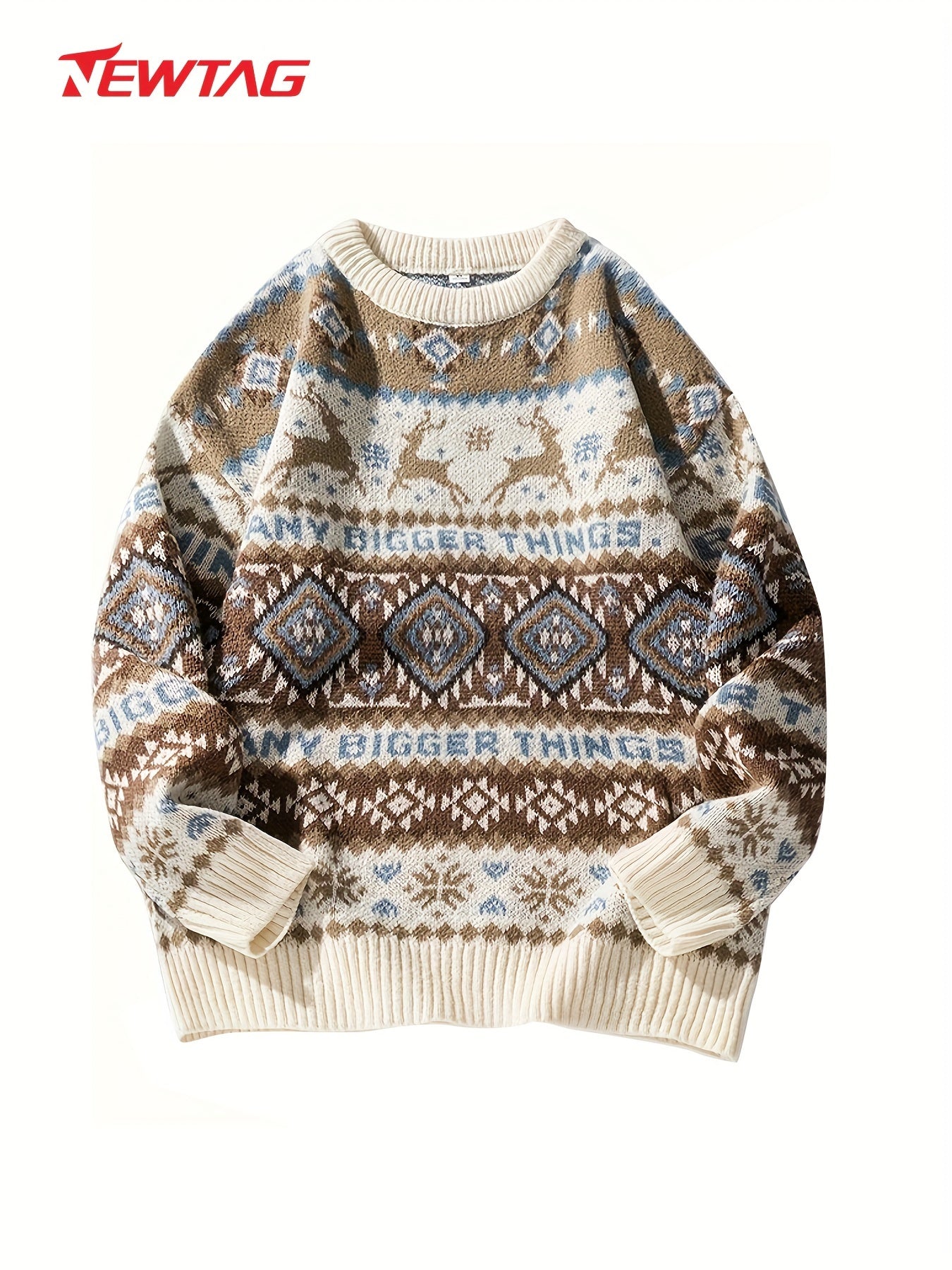 Pullover en tricot décontracté à imprimé de cerf de Noël pour homme, vêtements pour homme K-pop, automne-hiver.