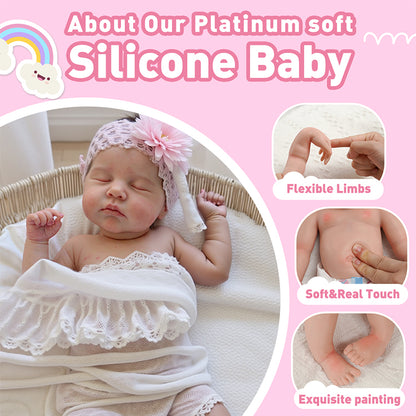 3-7 Days Delivery🎀12"&16" Flexible Waterproof Full Solid Silicone Real Baby Feeling Reborn Baby Doll Girl or  Boy Ollie, Sweet Dreamly Baby By Dollreborns®