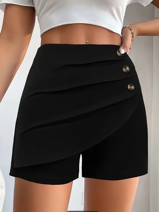 Directional Thoughts Women'S Casual Shorts with Front Buttons And a Zipper.