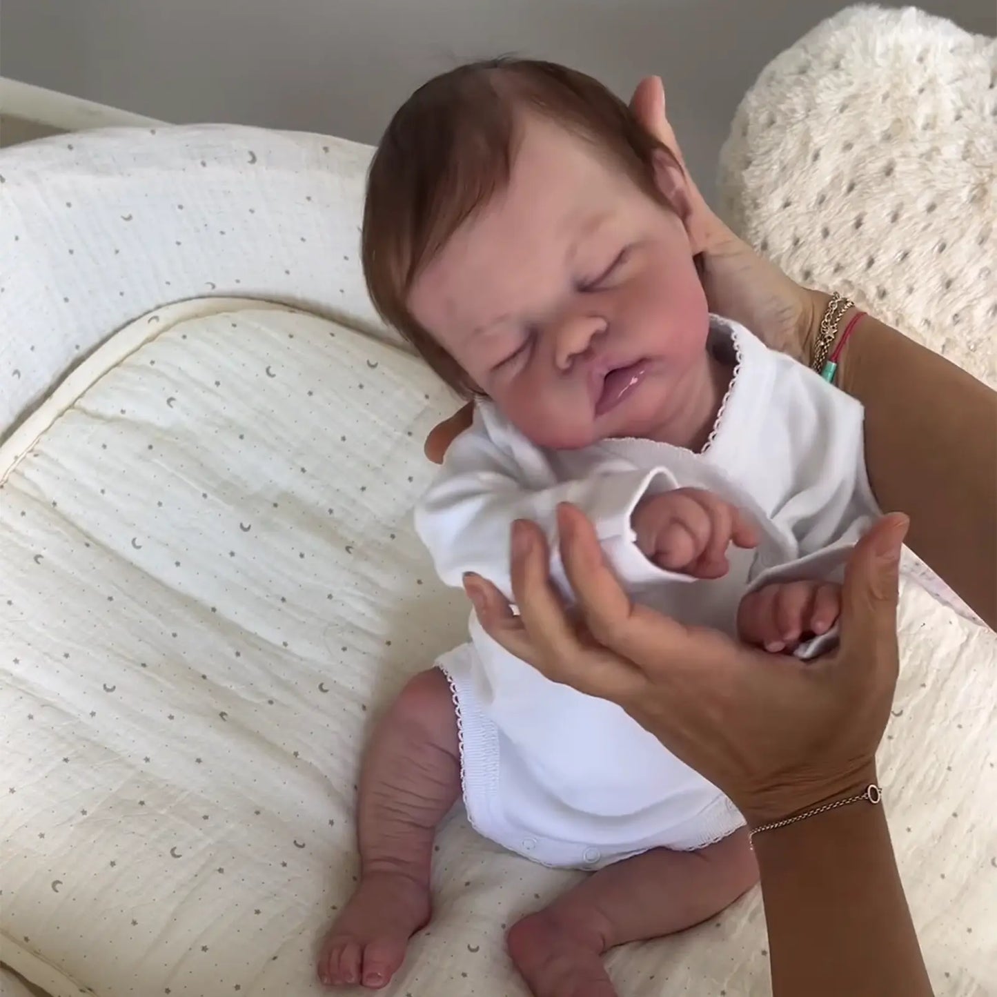 Newborn Sleeping Full Platinum Silicone Reborn Baby Doll Boy and Girl Jacobson with Delicate Hand Painted Details