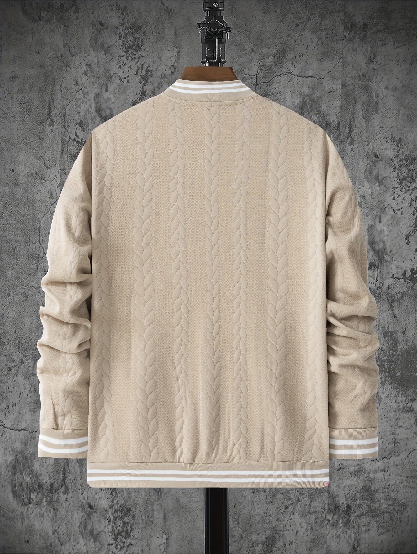 Veste de baseball jacquard à rayures pour homme, manteau à manches longues décontracté et élégant pour extérieur