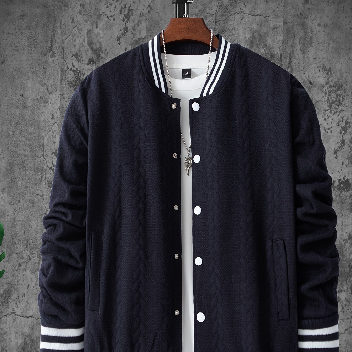 Veste de baseball jacquard à rayures pour homme, manteau à manches longues décontracté et élégant pour extérieur