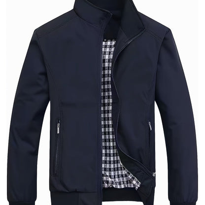 Veste à col montant pour homme, veste décontractée à fermeture éclair pour printemps et automne