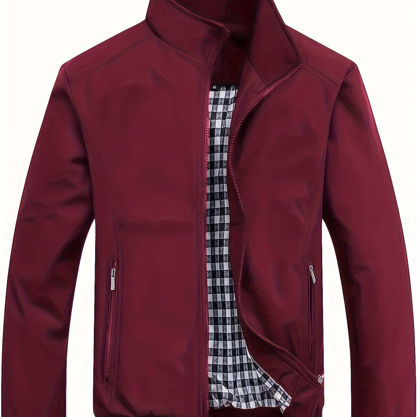 Veste à col montant pour homme, veste décontractée à fermeture éclair pour printemps et automne